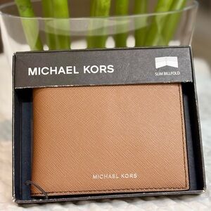 Michael Kors Men’s Slim Bi fold Saffiano Leather Wallet New in Box New with Tags